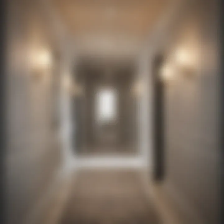 Minimalist plug-in wall sconces accentuating a hallway