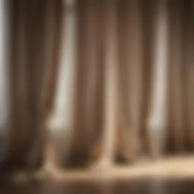 Close-up of luxurious fabric used in long curtains