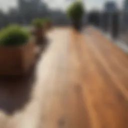 Elegant wooden flooring on a rooftop deck