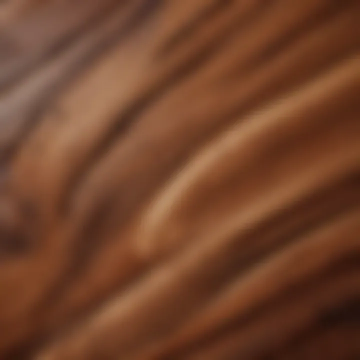 Close-up of unique wood grain patterns on a headboard