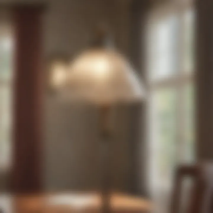 Vintage pole lamp showcasing classic glass shade