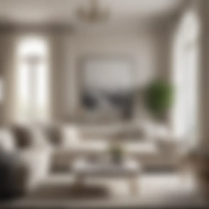 An elegant living space featuring a combination of cream and grey home decor elements