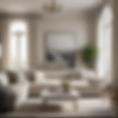 Elegant Living Space with Cream and Grey Decor An elegant living space featuring a combination of cream and grey home decor elements