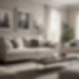 A sophisticated living room showcasing cream and grey pillow covers on a stylish sofa