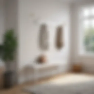 Stylish Minimalist White Bench with Coat Rack Elegant white entryway bench with coat rack showcasing minimalist design