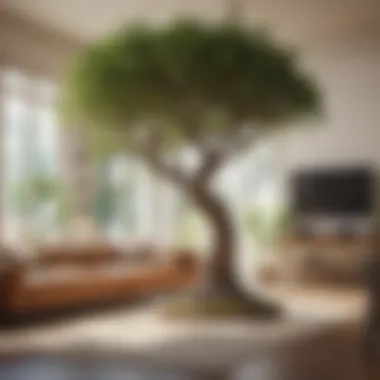 Infographic illustrating optimal indoor tree species for various environments.