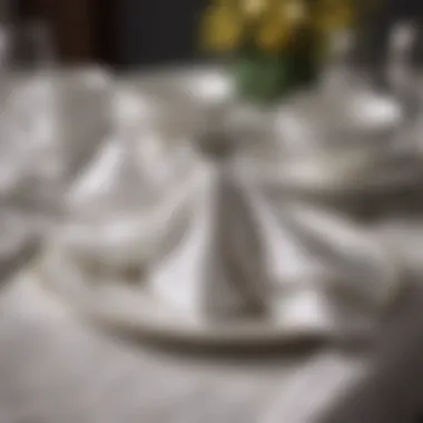 Artfully folded cloth napkins as part of a table setting