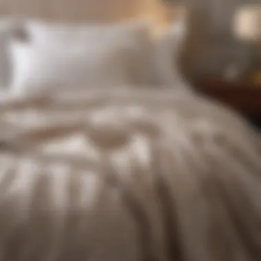 Luxurious Cotton Blanket Over Bed Luxurious queen size cotton blanket draped elegantly over a bed