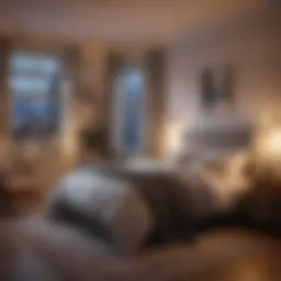 Cozy bedroom adorned with twinkle lights creating a warm ambiance