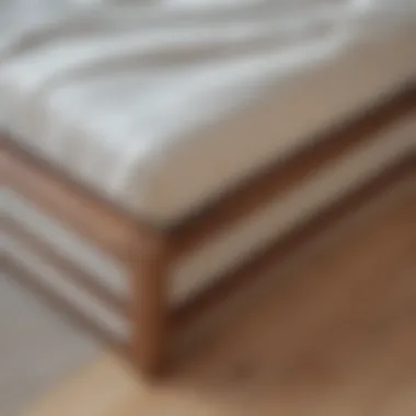 Close-up of the materials used in a zen platform bed frame